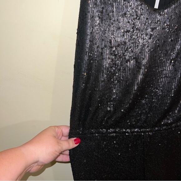 FREE PEOPLE all black slouchy sequin jumpsuit S - Picture 6 of 8